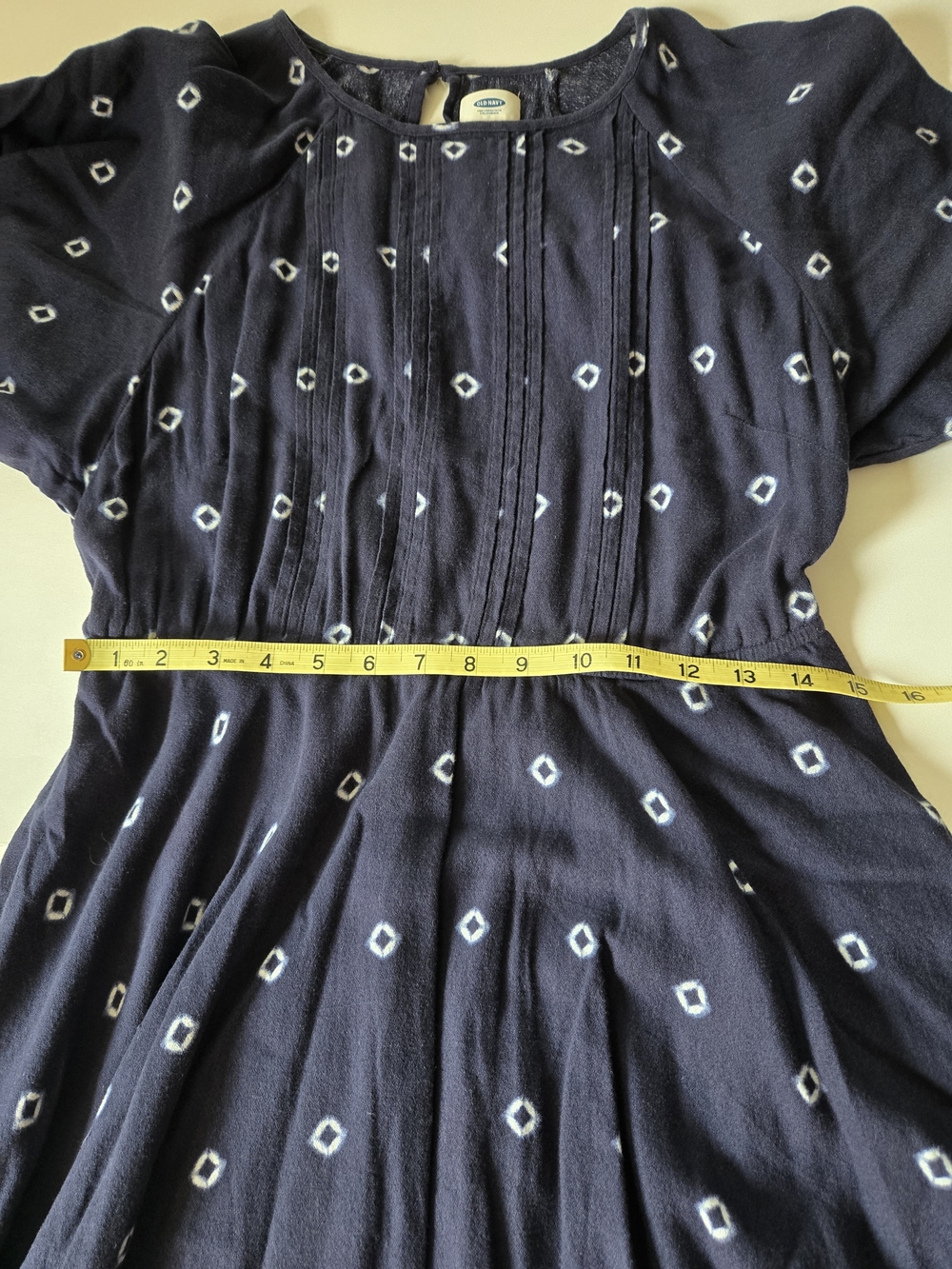 Old Navy Navy Blue Midi Dress with White Geometric Print - Medium - Picture 4 of 6